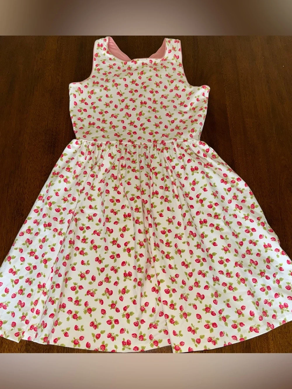 Ralph Lauren Strawberry Stretch Jersey Dress Cream Tank Sleeveless Large 12 / 14